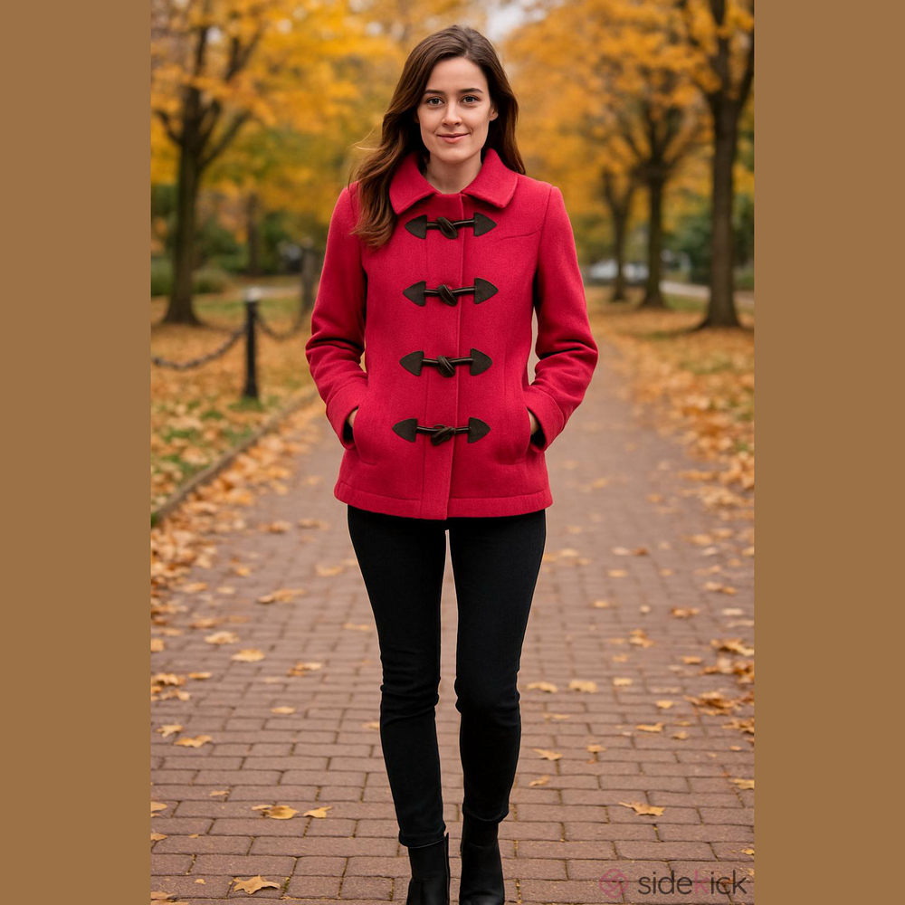 Gap Wool Blend Tooth Button Duffle Jacket Small Colour Watermelon